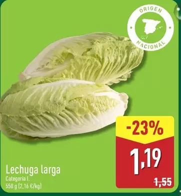 Oferta de Lechuga Larga por 1,19€ en ALDI