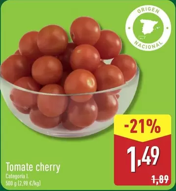 Oferta de Tomate Cherry por 1,49€ en ALDI