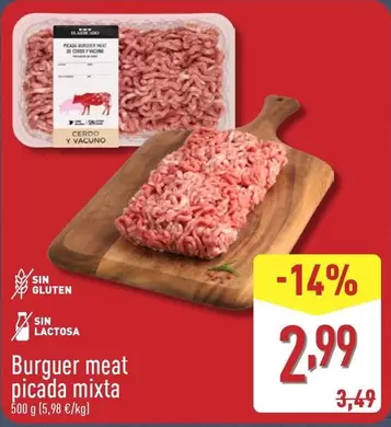 Oferta de Burguer Meat Picada Mixta por 2,99€ en ALDI