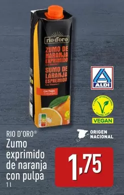 Oferta de Rio d'Oro - Zumo Exprimido De Naranja Con Pulpa por 1,75€ en ALDI