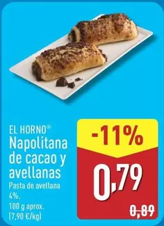 Oferta de El Horno - Napolitana De Cacao Y Avellanas por 0,79€ en ALDI