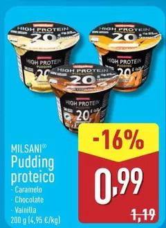 Oferta de Milsani - Pudding proteico por 0,99€ en ALDI