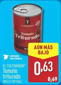 Oferta de El Cultivador - Tomate Triturado por 0,63€ en ALDI