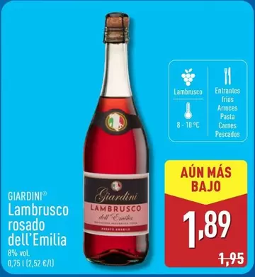 Oferta de Giardini -  Lambrusco Rosado Dell'Emilia por 1,89€ en ALDI