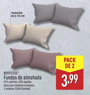 Oferta de Novitesse - Fundas De Almohada por 2€ en ALDI