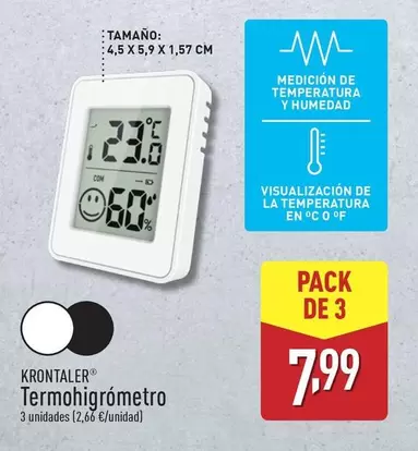 Oferta de Krontaler - Termohigrometro por 7,99€ en ALDI