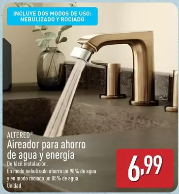 Oferta de Aireador Para Ahorro De Agua Y Energia por 6,99€ en ALDI