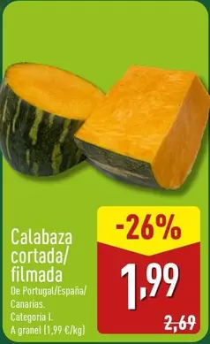 Oferta de Calabaza Cortada/Filmada por 1,99€ en ALDI