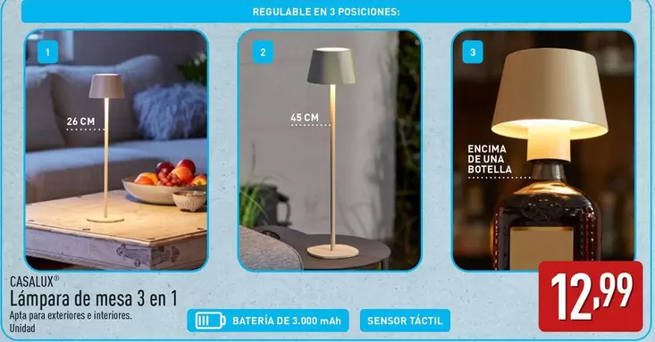 Oferta de Casalux - Lámpara De Mesa 3 En 1 por 12,99€ en ALDI