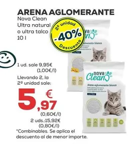 Oferta de Nova Clean - Arena Aglomerante por 9,95€ en Kiwoko