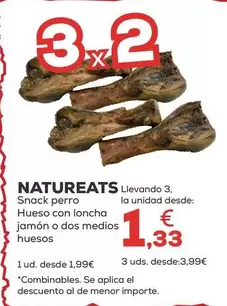 Oferta de Natureats - Snack Perro Hueso Con Loncha Jamon por 1,99€ en Kiwoko