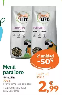 Oferta de Small Life - Menú Para Loro por 5,99€ en Tiendanimal