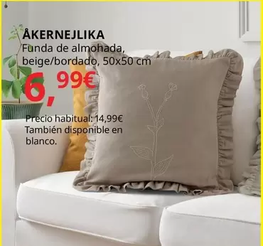 Oferta de Akernejlika - Funda De Almohada, Beige/Bordado, 50x50 Cm  por 6,99€ en IKEA