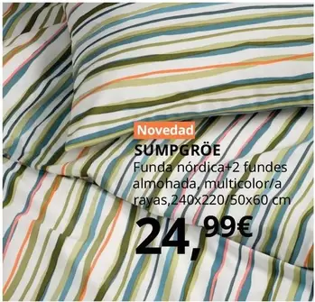 Oferta de Sumpgroe Funda Nordicat+2 Fundes Almohada, Multicolor/A Rayas, 240x220/50x60 Cm por 24,99€ en IKEA