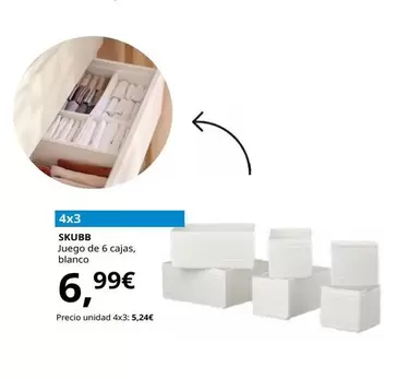 Oferta de Skubb - Juego De 6 Cajas, Blanco por 6,99€ en IKEA