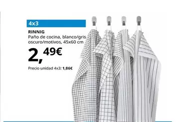 Oferta de Rinnig - Paño De Cocina, Blanco/gris Oscuro/con Motivos, 45x60 Cm por 2,49€ en IKEA