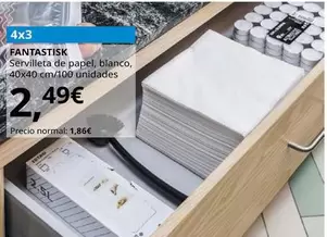 Oferta de Fantastick - Servilleta De Papel, Blanco, 40x40 Cm por 2,49€ en IKEA