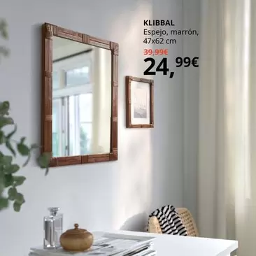 Oferta de Klibbal - Espejo, Marrón, 47x62 Cm por 24,99€ en IKEA