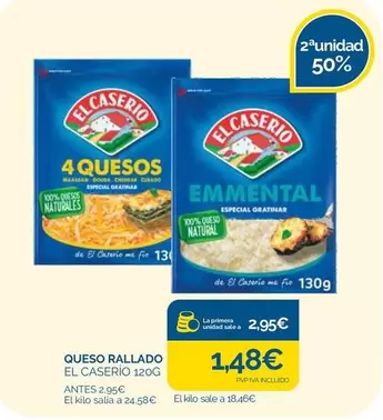 Oferta de El Caserío - Queso Rallado por 1,48€ en Supermercados La Despensa