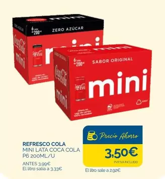 Oferta de Coca-Cola - Refresco Mini por 3,5€ en Supermercados La Despensa