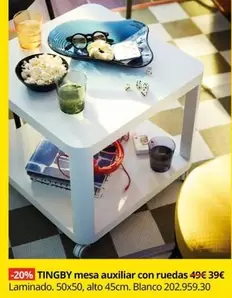 Oferta de Blanco - Mesa Auxiliar Con Ruedas por 39€ en IKEA