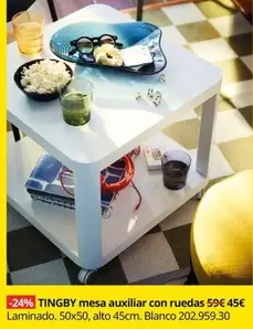 Oferta de Blanco - Mesa Auxiliar Con Ruedas por 45€ en IKEA