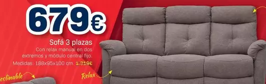 Oferta de Relax - Sofa 3 Plazas por 679€ en Tifón Muebles