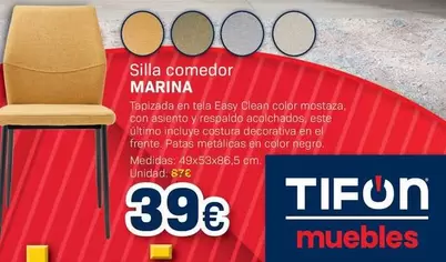 Oferta de Marina - Silla Comedor Marina por 39€ en Tifón Muebles