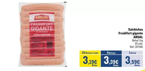 Oferta de Argal - Salchichas Frankfurt Gigante por 3,19€ en Makro