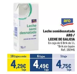 Oferta de Aro - Leche Semidesnatada Leche Semidesnatada por 4,75€ en Makro