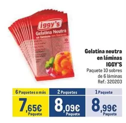 Oferta de Iggy's - Gelatina Neutra En Laminas por 8,99€ en Makro