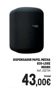 Oferta de Dispensador Papel Mecha Eco-luxe Negro por 43€ en Makro