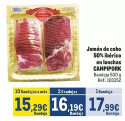 Oferta de Canpipork - Jamon De Cebo 50% Iberico En Lonchas por 17,99€ en Makro