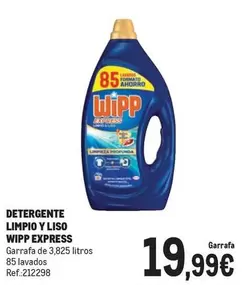 Oferta de Wipp - Detergente Limpio Y Liso Express por 19,99€ en Makro