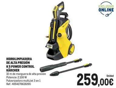 Oferta de Kärcher - Hidrolimpiadora De Alta Presión K 5 Power Control K3rcher por 259€ en Makro