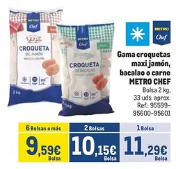 Oferta de Chef - Gama Croquetas Maxi Jamón, Bacalao O Carne por 11,29€ en Makro