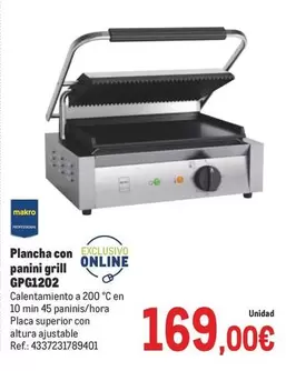 Oferta de Makro - Plancha Con Panini Grill Gp61202 por 169€ en Makro