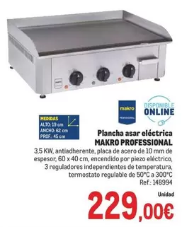 Oferta de Makro - Plancha Asar Eléctrica por 229€ en Makro