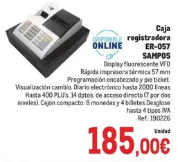 Oferta de Caja Registradora Er-O57 por 185€ en Makro