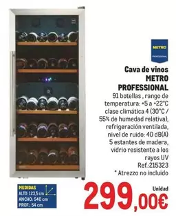 Oferta de Metro Professional - Cava De Vinos por 299€ en Makro