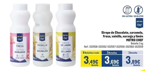 Oferta de Makro - Sirope De Chocolate, Caramelo, Fresa, Vainilla, Amarilay Limon por 3,69€ en Makro