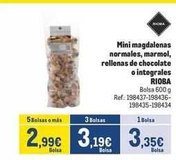 Oferta de Rioba - Mini Magdalenas Normales, Marmol, Rellenas De Chocolate O Integrales por 3,35€ en Makro