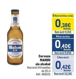 Oferta de Mahou - Cerveza Sin Alcohol por 0,42€ en Makro