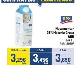 Oferta de Aro - Nata Montar 35% Materia Grasa por 3,65€ en Makro