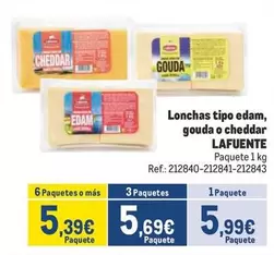 Oferta de Lafuente - Lonchas Tipo Edam, Gouda O Cheddar por 5,99€ en Makro