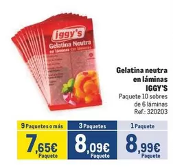 Oferta de Iggy's - Gelatina Neutra En Laminas por 8,99€ en Makro