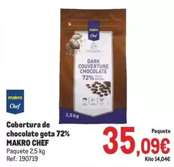 Oferta de Makro - Chef Cobertura De Chocolate Gota 72% por 35,09€ en Makro