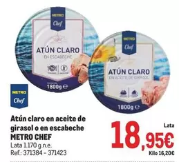 Oferta de Chef - Atún Claro En Aceite De Girasol O En Escabeche por 18,95€ en Makro