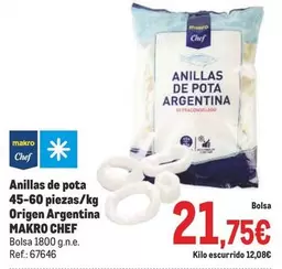 Oferta de Chef - Anillas De Pota 45-60 Piezas/orgen Argentina por 21,75€ en Makro