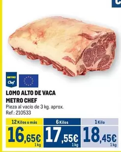 Oferta de Chef - Lomo Alto De Vaca por 18,45€ en Makro